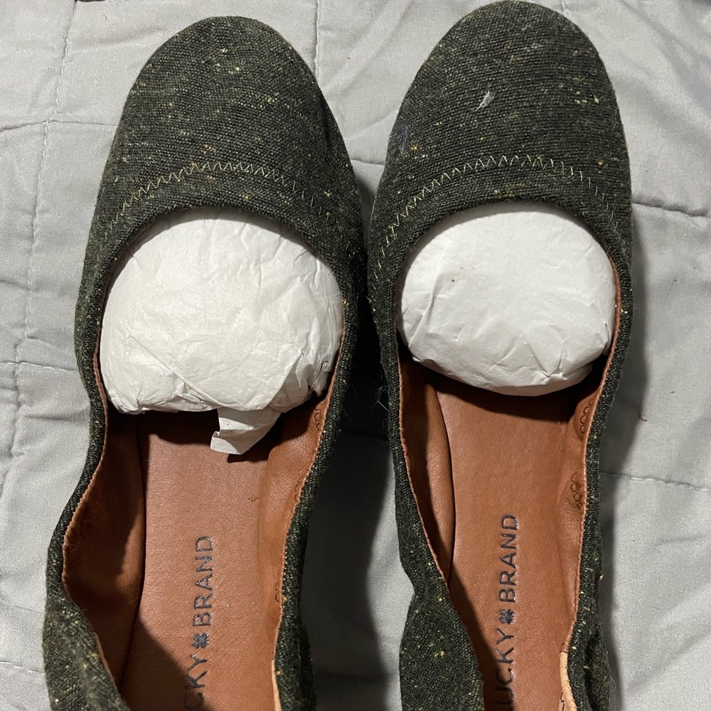 NEW Lucky Brand Emmie Womens Green Ballet Flats Shoes Size 8.5 w/ Leather Lining